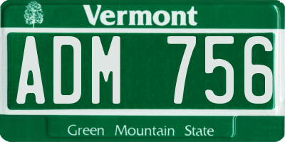 VT license plate ADM756
