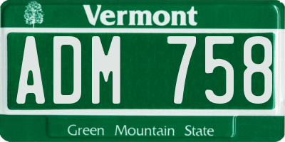 VT license plate ADM758