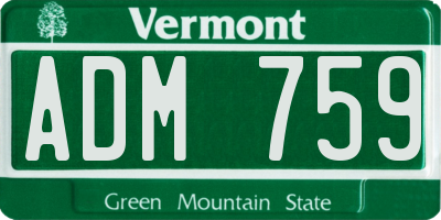 VT license plate ADM759
