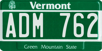 VT license plate ADM762