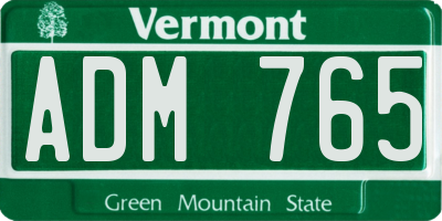 VT license plate ADM765