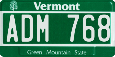 VT license plate ADM768