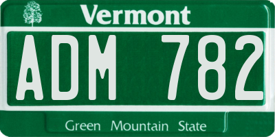 VT license plate ADM782