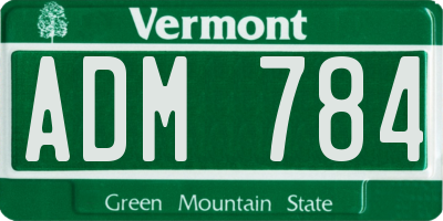 VT license plate ADM784