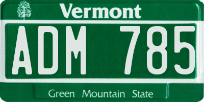 VT license plate ADM785