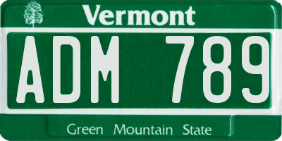 VT license plate ADM789