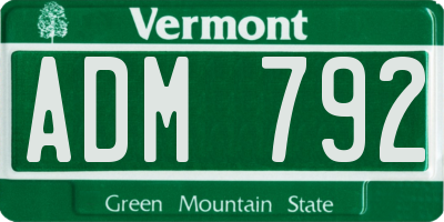 VT license plate ADM792