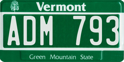 VT license plate ADM793