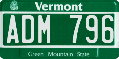 VT license plate ADM796