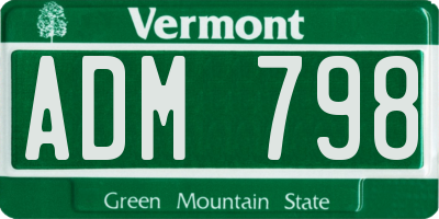 VT license plate ADM798
