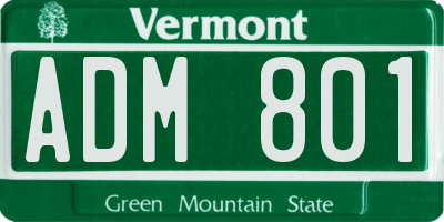VT license plate ADM801