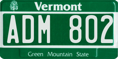 VT license plate ADM802