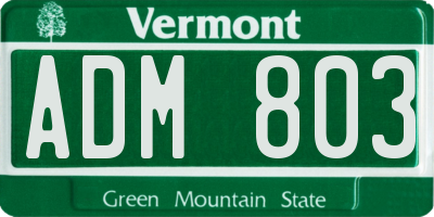 VT license plate ADM803