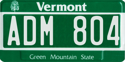 VT license plate ADM804