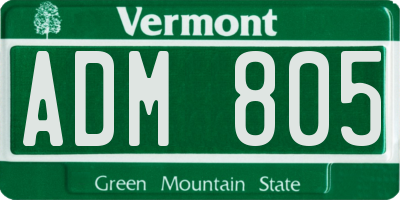 VT license plate ADM805