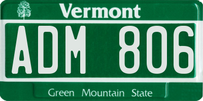 VT license plate ADM806