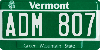 VT license plate ADM807