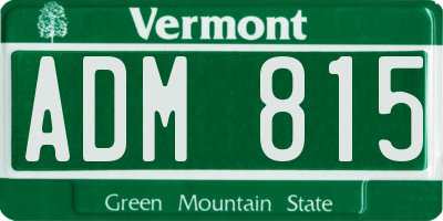 VT license plate ADM815