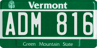 VT license plate ADM816