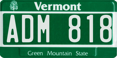 VT license plate ADM818