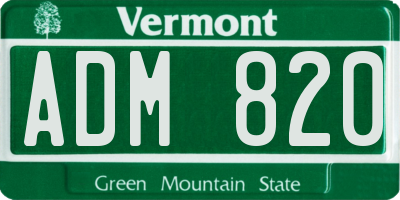 VT license plate ADM820