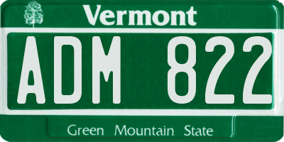 VT license plate ADM822