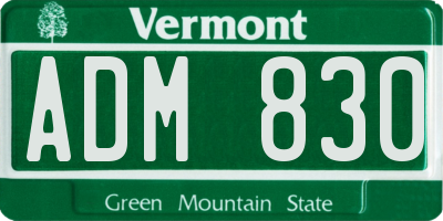 VT license plate ADM830