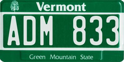 VT license plate ADM833