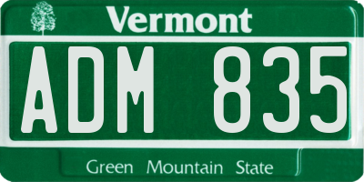 VT license plate ADM835