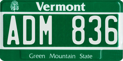 VT license plate ADM836