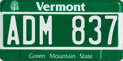 VT license plate ADM837