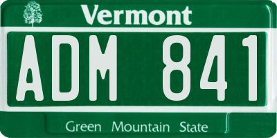 VT license plate ADM841