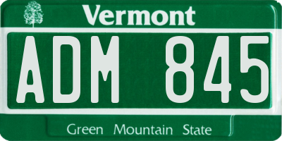 VT license plate ADM845