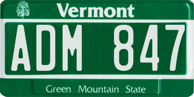 VT license plate ADM847