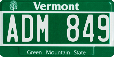 VT license plate ADM849
