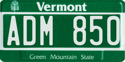 VT license plate ADM850