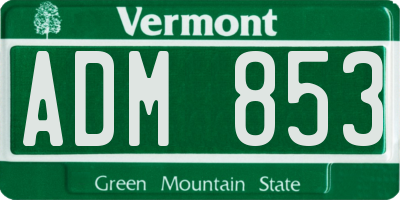 VT license plate ADM853