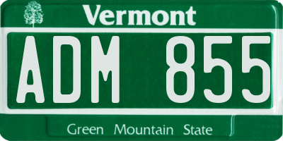 VT license plate ADM855