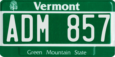 VT license plate ADM857