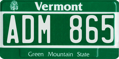 VT license plate ADM865