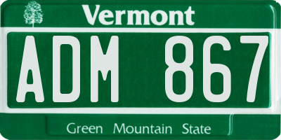 VT license plate ADM867