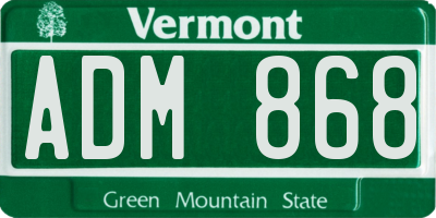 VT license plate ADM868