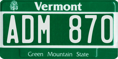 VT license plate ADM870