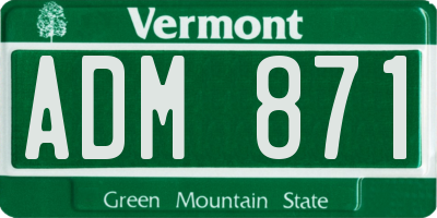 VT license plate ADM871