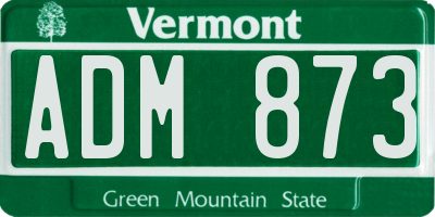 VT license plate ADM873