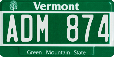 VT license plate ADM874
