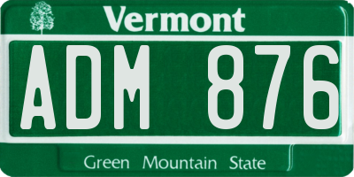 VT license plate ADM876