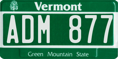 VT license plate ADM877