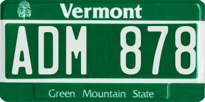 VT license plate ADM878