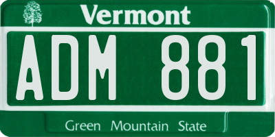 VT license plate ADM881